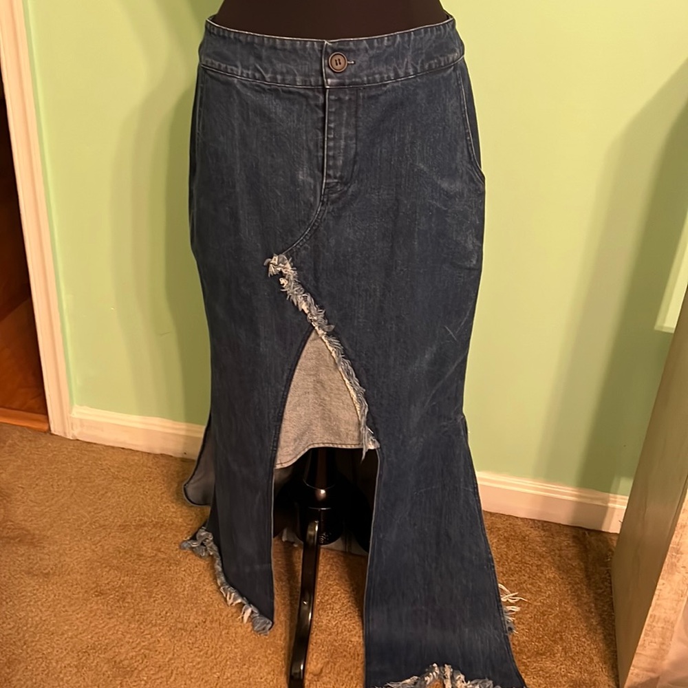 TOV Denim Asymmetric Skirt
